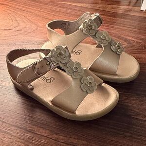 Footmates Gold Kids' Sandals with Floral Accents